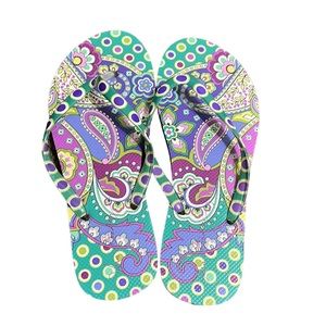 Vera Bradley Purple and Teal Heather Paisley Flip Flops Size 7-8